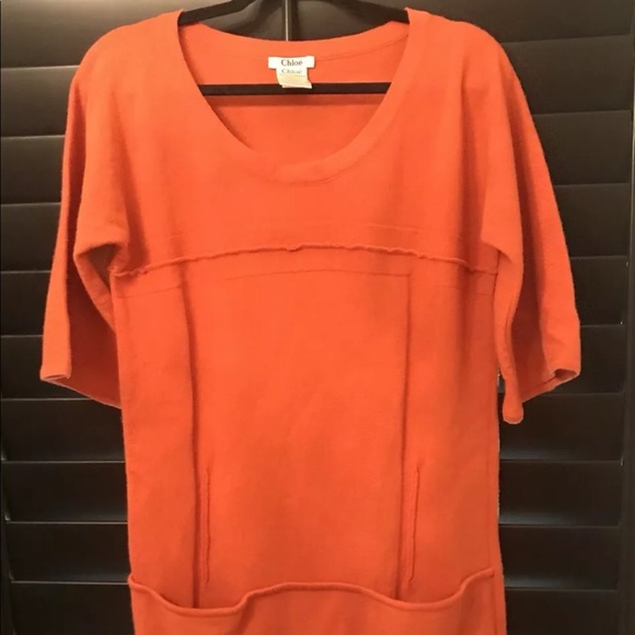 RARE!!! Vintage CHLOE 100% Wool Mid Length Shift Dress!! Size Small! - Picture 4 of 14